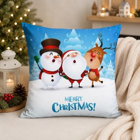 Vianočná obliečka na vankúš 40x40 cm Snehuliak Merry Christmas