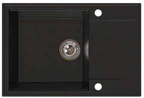 Sink Quality Sink55, kuchynský granitový drez 680x460x215 mm + chrómový sifón, čierna so zlatými bodmi, SKQ-SINK.L.1KDO.X