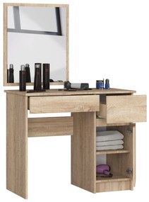 Kozmetický stolík so zrkadlom P-2/SL dub sonoma pravý