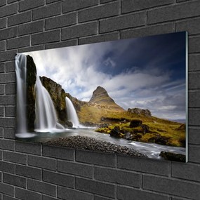 Skleneny obraz Vodopád hory príroda 100x50 cm
