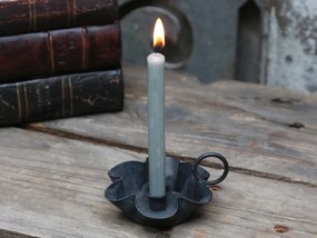 Čierny antik svietnik na úzku sviečku Flower - Ø 9cm