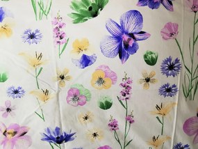 Obliečky bavlnené Poľné kvety biele TiaHome - 1x Vankúš 90x70cm, 1x Paplón 140x200cm