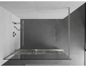 Mexen Kioto+, sprchová zástena Walk-In s poličkou a vešiakom 80 x 200 cm, 8mm číre sklo biely vzor, brúsená oceľ profil, 800-080-121-97-85
