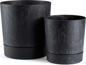 PLASTOVÝ KVETINÁČ AZALEA SADA 2KS 22,5X23,5 CM+17,5X18,5 CM IMITÁCIA BETÓNU ČIERNA