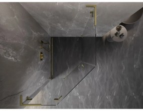 Mexen Lunar, L päťuholníkový sprchový kút naklápací doľava 90 x 100 cm, 8mm číre sklo, zlatý matný profil, 831L-090L-100P-55-00-L