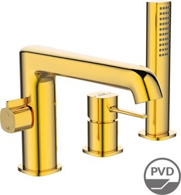 Laveo Vaňová batéria Pola 3-otvorová so sprchovým setom - BAP_G13D, zlatý lesk