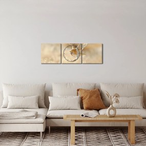 Obraz - Sova (s hodinami) (90x30 cm)