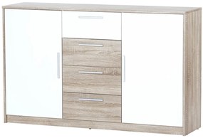 Komoda Milo 05 145 cm dub sonoma/bílá