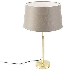 Stolová lampa zlatá / mosadz s ľanovým tienidlom taupe 35 cm - Parte