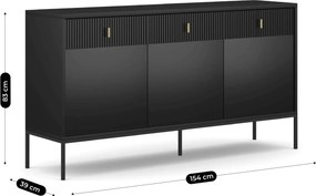 Vintino Komoda rebrovaná 154 cm čierna