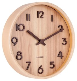 Svtlohnedé nástenné hodiny z lipového dreva Karlsson Pure Small, ø 22 cm