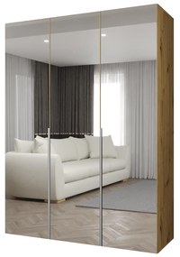 Šatníková skriňa 150 cm Alice 3 (dub artisan + kašmír). Akcia -19%. Vlastná spoľahlivá doprava až k Vám domov. 1126213