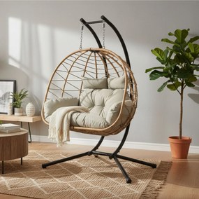 Závěsné skládací houpací křeslo Luvo černé/šedé