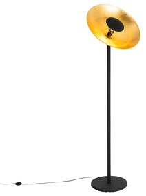 Priemyselná stojaca lampa čierna so zlatým vnútrom 60 cm - Magnax