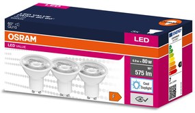 3PAK LED žiarovka GU10 6,9W = 80W 575lm 6500K Cold 60° OSRAM Value