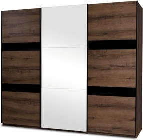 Trojdverová Šatníková Skriňa So Zrkadlom A Zásuvkou Dub Monastery Mero Konsimo