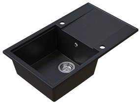 Sink Quality Sink55, kuchynský granitový drez 780x460x215 mm, čierna so zlatými bodmi, SKQ-SINK.L.1KDOL