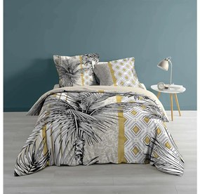 DomTextilu Krásne exotické posteľné obliečky bielo žlté s motívom palmy 200 x 220 cm  Žltá 34145