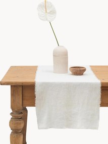 Ľanový stolový behúň so strapcami White