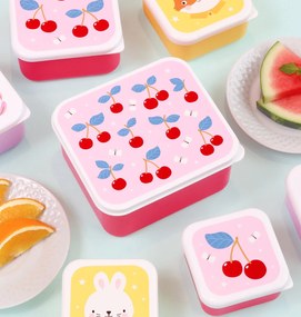 A Little Lovely Company - súprava štyroch desiatových škatuliek - čerešne