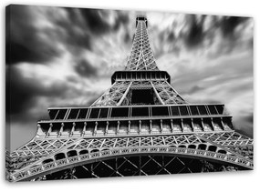 Obraz na plátně Eiffelova věž Paříž č/b - 100x70 cm