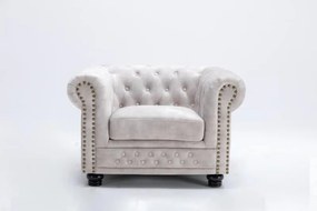 Chesterfield Kreslo zamat champagne