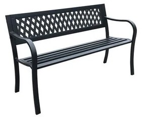 Čierna kovovo-plastová záhradná lavica - M.A.T. Group
