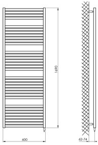 Aqualine - Kúpeľňový elektrický radiátor TONDI-E 800W/230V 169 cm matná čierna