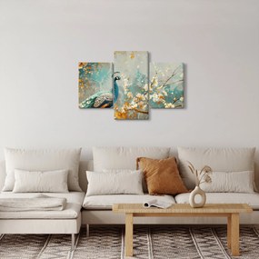 Obraz - Páv so zlatým dekorom (90x60 cm)