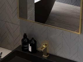 Mexen Loft obdĺžnikové kúpeľňové zrkadlo 80 x 60 cm, rám v brúsenom zlatom prevedení - 9852-080-060-000-50