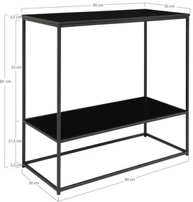 Čierny konzolový stolík s čiernou doskou 80x36 cm Vita – House Nordic