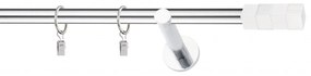 Dekorstudio Chrómová jednoradová garniža biely MAGNUM 19mm Dĺžka: 420cm, Typ uchytenia: Držiak modern, Typ príslušenstva: Krúžky tiché so štipcami
