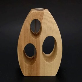 AMADEA Drevená váza oblá s otvormi, masívne drevo, výška 12 cm