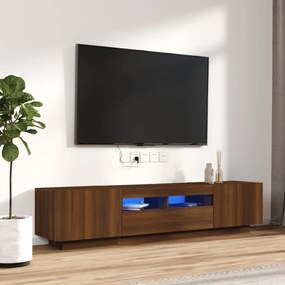 2-dielna súprava TV skriniek s LED hnedý dub spracované drevo