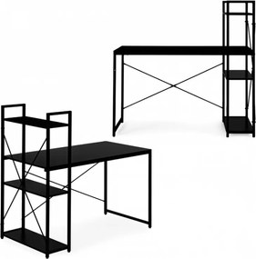 Písací stôl s regálom LOFTY 120x60 cm, čierny