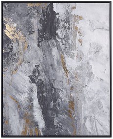 Zarámovaný obraz na plátne abstraktný motív 83 x 103 cm sivý JESI Beliani