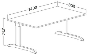 Stôl ProOffice C 80 x 140 cm, buk