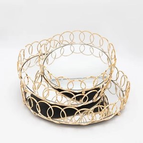 SADA 3x Dekoračný podnos pr. 27/33/37 cm zlatá