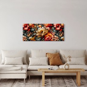 Obraz - Oranžovo-červené kvety (120x50 cm)