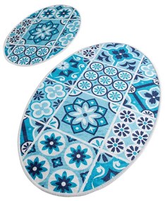 Modré kúpeľňové predložky v súprave 2 ks 60x100 cm Ceramic – Foutastic