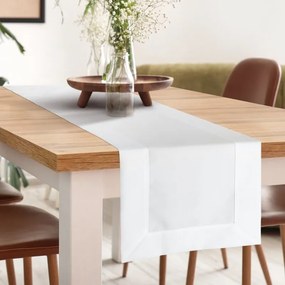Dekorstudio Elegantný behúň na stôl LUCY s lemovkou v bielej farbe Rozmer behúňa (šírka x dĺžka): 40x180cm