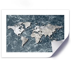 Gario Plagát Mapa sveta na mramore Farba rámu: Bez rámu, Veľkosť: 30 x 20 cm
