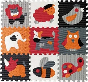 BABY GREAT Penové puzzle Zvieratá šedá-červená SX (30x30)