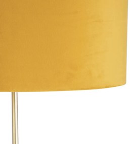 Stojacia lampa zlatá / mosadz so zamatovým odtieňom žltá 40/40 cm - Parte