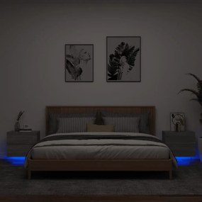 Nástenné nočné skrinky s LED osvetlením 2 ks sivé sonoma 836823