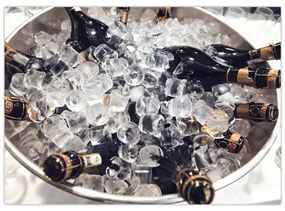 Sklenený obraz - šampanské v ľade (70x50 cm)