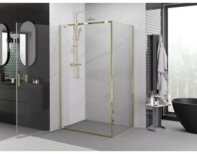 Mexen Exo, výklopný sprchový kút 70 x 90 cm, číre sklo, zlatá, 8181-070-090-50-00