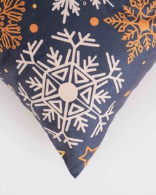 Vianočná obliečka na vankúš Velvet 40 × 40 cm - Mrazivé vločky modré