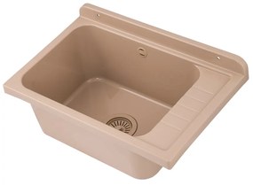 Gamma Selva, univerzálna plastová výlevka 58x38x26,7 cm + sifón, 1-komorová, béžová, GMA-KGS58-B