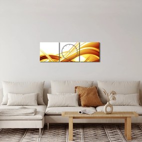 Obraz - Žltá abstrakcia (s hodinami) (90x30 cm)
